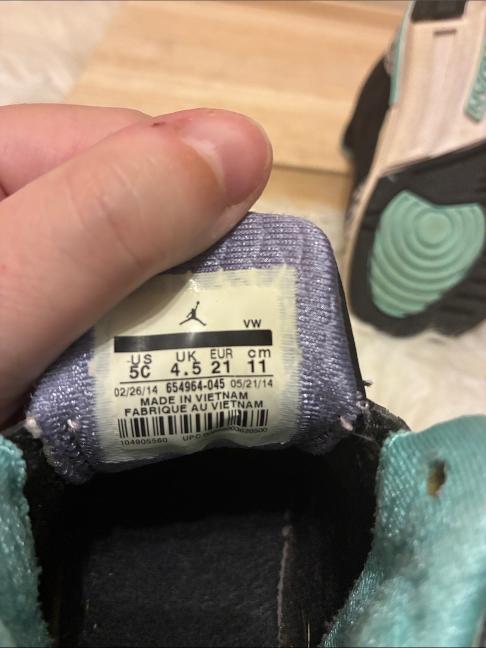 Nike Jordan Kids Black & Teal High-Top Sneakers - Picture 5 of 5
